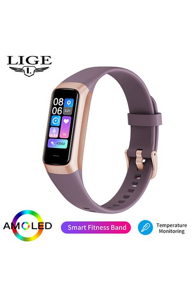 Choice purple LIGE Amoled Smart Watch Men 2024 Smart Band Women Heart Rate Blood Smartwartch Waterproof Sma