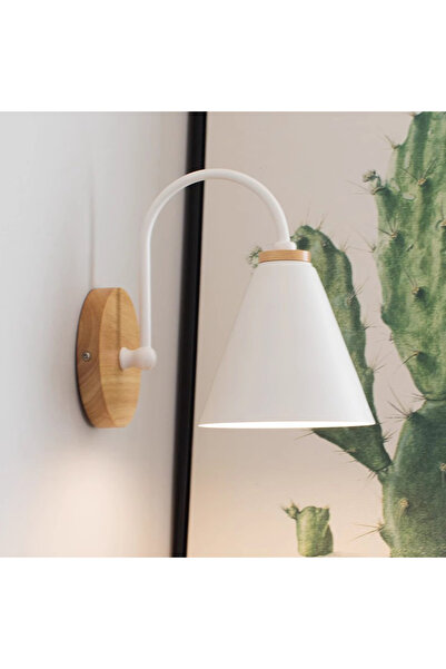 ONLYLIGHT مصباح حائط نورديك أبيض بدون لمبة مصابيح حائط من الخشب الصلب لغرفة ا...