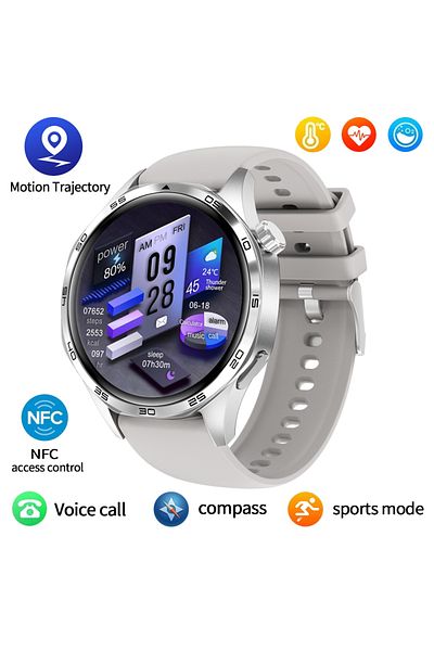 Choice Silver GT5 PRO Smart Watch Men Watch 5 Pro AMOLED HD Screen Bluetooth Call GPS Trajectory NFC Heart