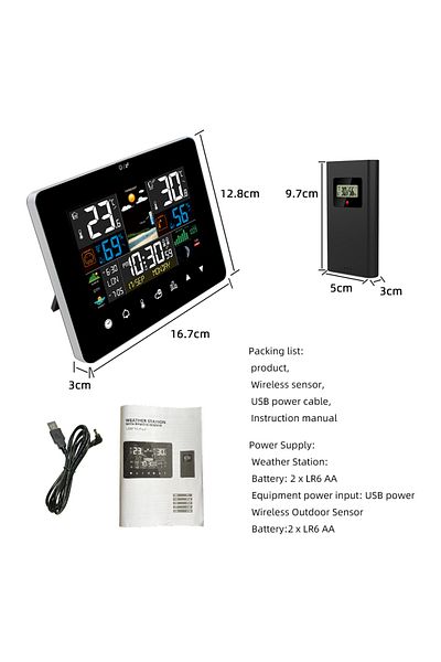 meterk A Sunrise And Sunset Weather Station Multi-function Alarm Clock Thermometer Hygrometer Touch Screen.