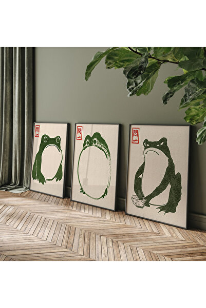 POSTER Japon Matsumoto Hoji Frog Kağıt Poster, 3lü Japon Sanatı poster ÇERÇEV...