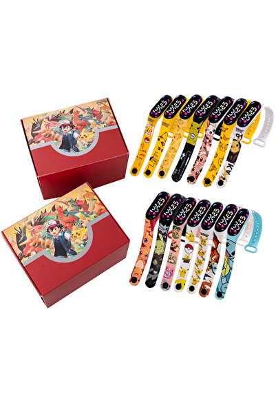 choice2 ساعة بوكيمون بيكاتشو الرقمية LED للأطفال، 14 قطعة، مع سوار سيليكون، ه...