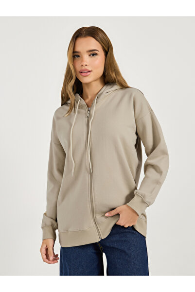 Styli Oversized Zip Through Longline Hoodie