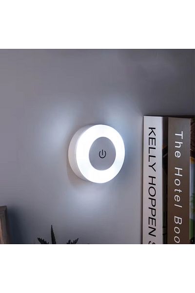 STDJHong مصباح حائط ليلي LED أبيض بارد 6000 كلفن 0.6 وات، مصباح لمس لاسلكي قابل لإعادة الشحن مع مغناطيس