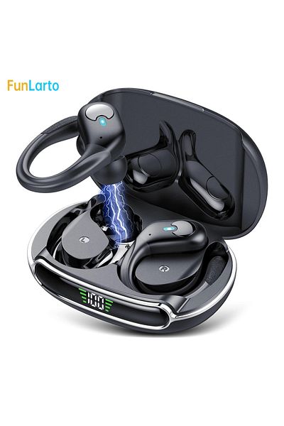 Choice black Sports Bluetooth Earphones IPX7 Waterproof Wireless Headphones 60hrs Music with Mic LED Power