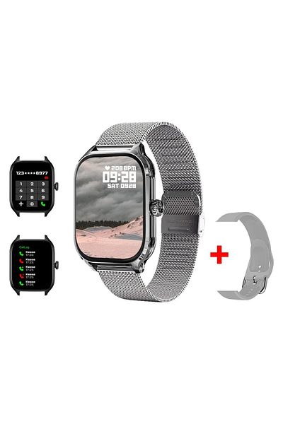 LAXASFIT Silver ML H9 New Smart Watch 2.01 Inch HD Display Answer Make Call Message Preview Sport Modes DIY D