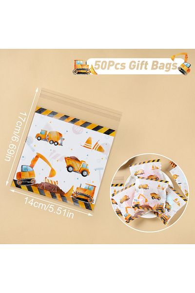 Choice as shows 50pcs 50pcs Construction Candy Bag Heat Sealable Treat Cookie Candy Goodie Bag Engineering