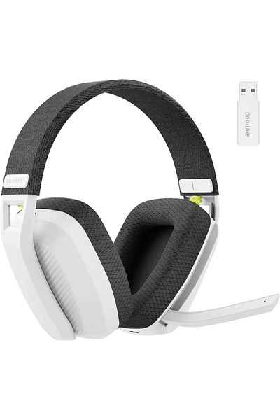 DIXSG WHITE BINNUNE BW06 2.4G Wireless Gaming Headset with Flip ENC Mic for PC, PS4, PS5, Gamer Dual-Mode