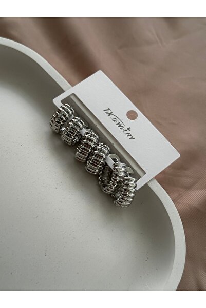 Çelik 6lı gümüş kararmaz halka küpe