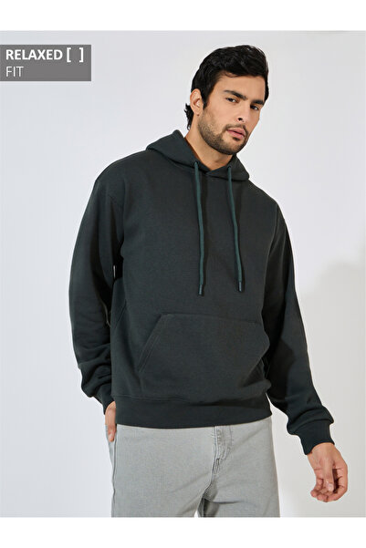Styli Relaxed Fit Fleece Hoodie with Kangaroo Pocket