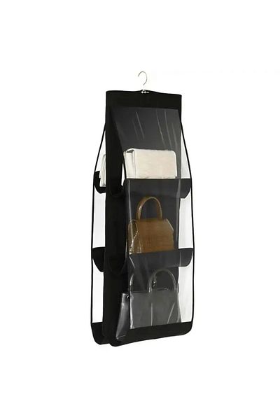 Choice black 1pc Black/Grey Bag Storage Handbag Hanging Organizer Dust Bag With 6 Pockets Hanging Bag Wall