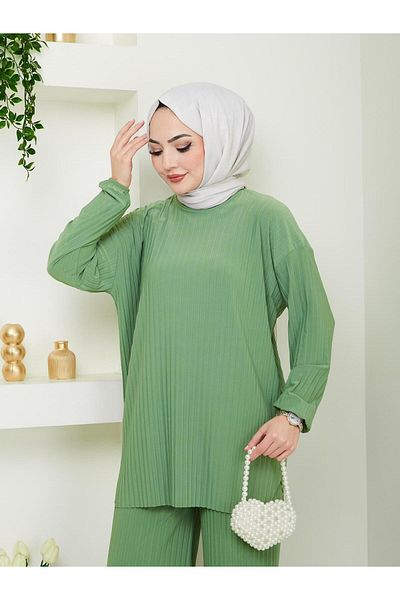 PALME D'OR Women's Standard Size Pleated Tunic Trousers Suit