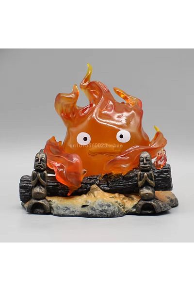 BANDAI With Box 12cm Calcifer Figure Kawaii 12cm Pvc Action Figures With Light Model Figurine Collection De