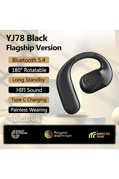 Choice Black Bluetooth 5.4 Business Earphone Wireless Single Headphone with HD Mic Ear Hook HiFi Stereo Mus
