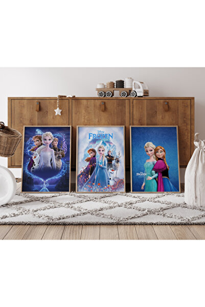 POSTER Elsa 3 lü Poster ÇERÇEVESİZ Frozen Poster - Karlar Ülkesi Poster