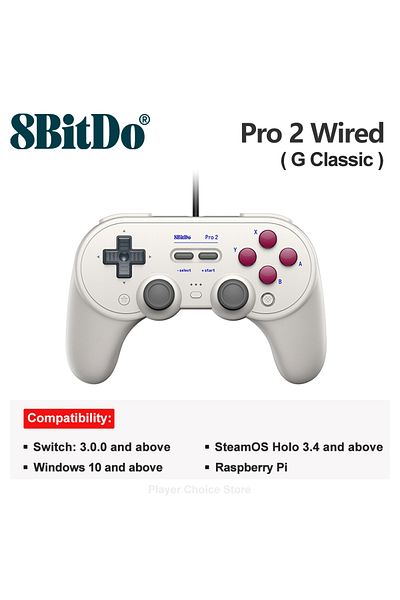 Choice لوحة ألعاب سلكية G Classic 8bitdo Pro 2 لجهاز Nintendo Switch PC Gamepad Retropie Raspberry Pi Ultimate S