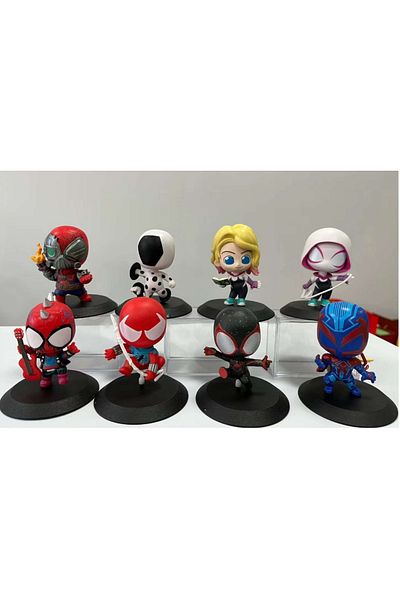 Choice no box 01 8pcs/set Cute Spiderman Spider-Gwen Miguel O'Hara 2099 Action Figure Toys
