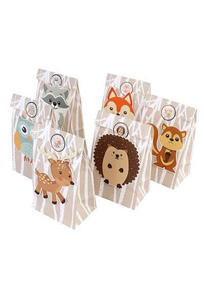 Choice 12x8x22cm Mixed Color 12pcs Jungle Theme Party Birthday Party Decorations Kids Safari Paper Gift Bag