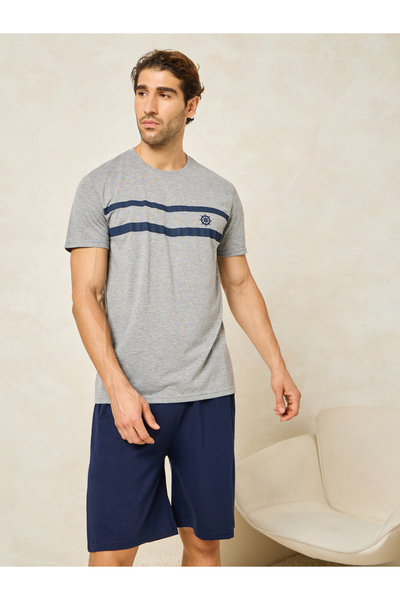 Styli Striped Crew Neck T-Shirt & Short Set