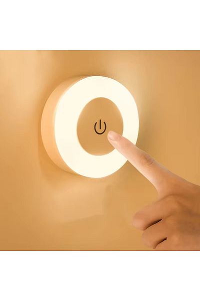 STDJHong Warm White 3000K 0.6W LED Night Light Wall Nights Lamp Wireless Rechargeable Touch Light With Magnet