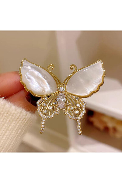 Choice بروش فراشة فرنسي أنيق أصلي أبيض فائق الجمال مع زينة على شكل فراشة دبوس...