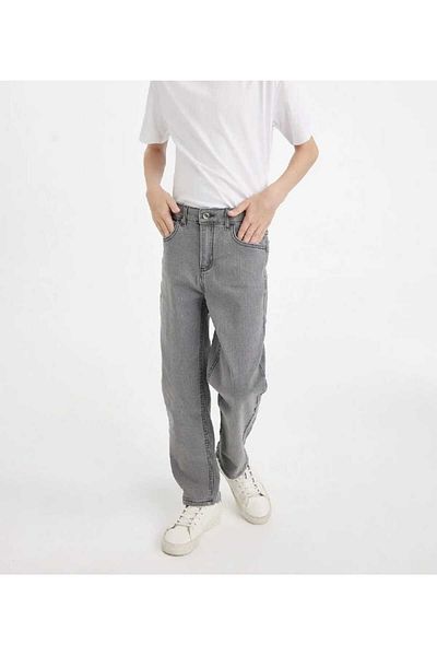 KING SEZAR Boy's Slim Fit Slim Fit Straight Leg Pocket Gray Jean Trousers