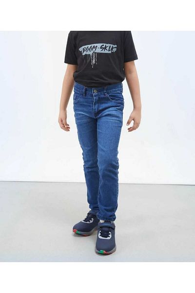 KING SEZAR Boy's Slim Fit Slim Fit Straight Leg Blue Jean Trousers with Pockets