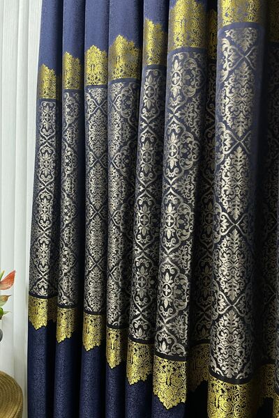 Cortibo Sapphire 1 to 3 Tight Pleated Panel Background Curtain - Navy Blue