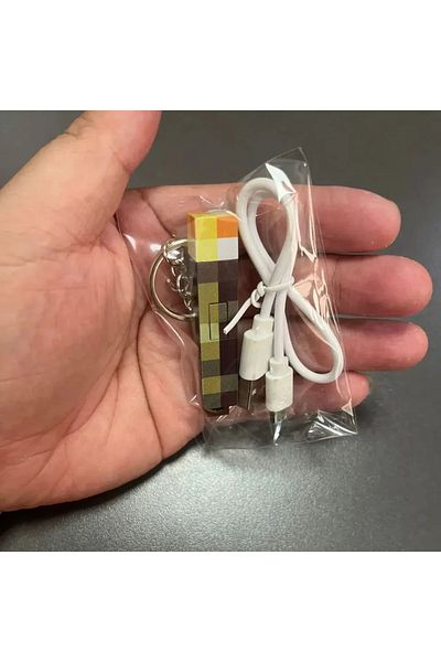 Choice USB Charging Minecraft Gaming Theme Surrounding Torch LED Light USB Rechargeable Mini Torch Keychain