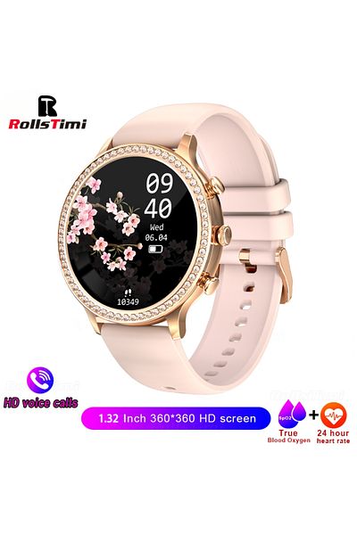 Choice Pink Fashion Luxury Smart Watch Women Bluetooth Call Blood Pressure DIY Custom Sport Fitness Waterpr