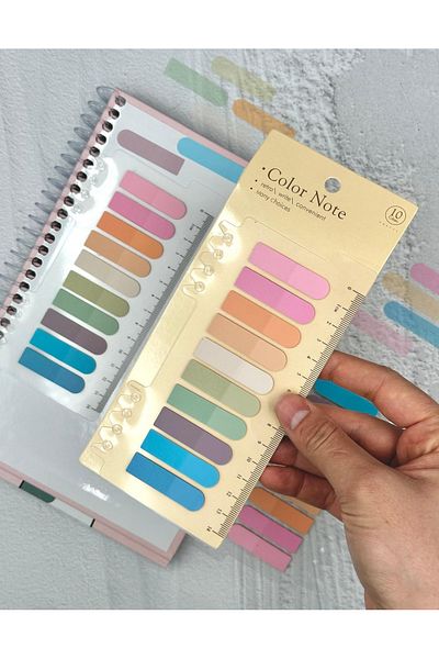 ZeCo Collection 10 Color Ruled Soft Pink Tones Oval Edge Transparent Pet Index Sticker /Index Sticker/Post-It