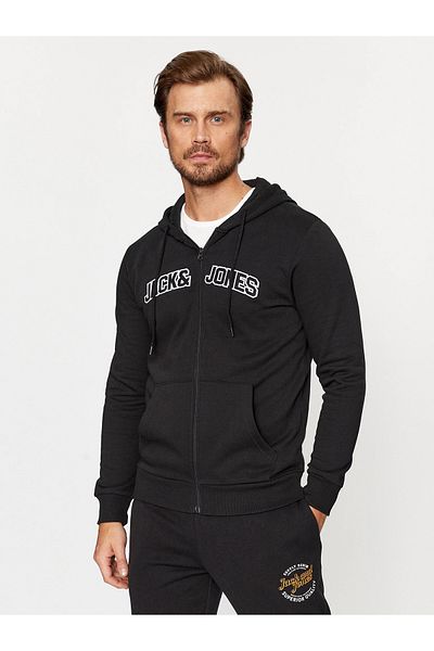 Jack & Jones Men's Zippered and Hooded Sweatshirt - 12241567