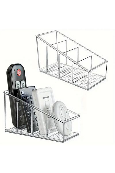 Choice 1pc Romote Control Holder with 4 Compartments Clear Romote Holder Home Decor Kitchen Acccessories Ma