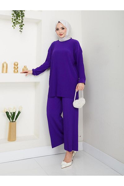 PALME D'OR Women's Standard Size Pleated Tunic Trousers Suit