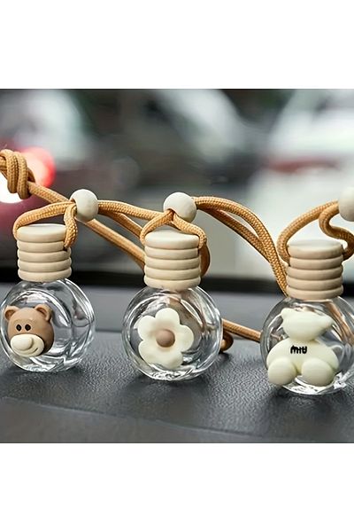 Choice Milk white flower Cartoon Car Aromatherapy Glass Bottle For Mirror Pendant Dashboard Decorative Orna