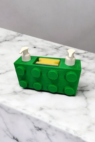 Maflen Πολύχρωμο Brick Block Special Design Διπλό Σετ Διανομέα και Organizer Σαπουνιού Πράσινο
