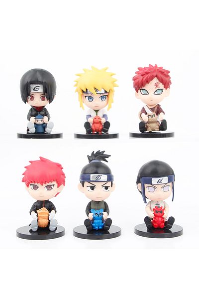 BANDAI pack by bag 02 6pcs/set Naruto Characters Cute PVC Action Figure Model Toys