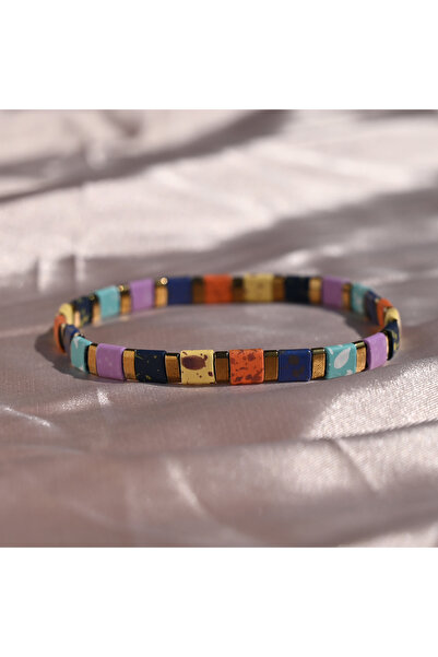 Choice سوار من 7 حبات تيلا للنساء، تصميم جديد، أساور من الهيماتيت الملونة الق...