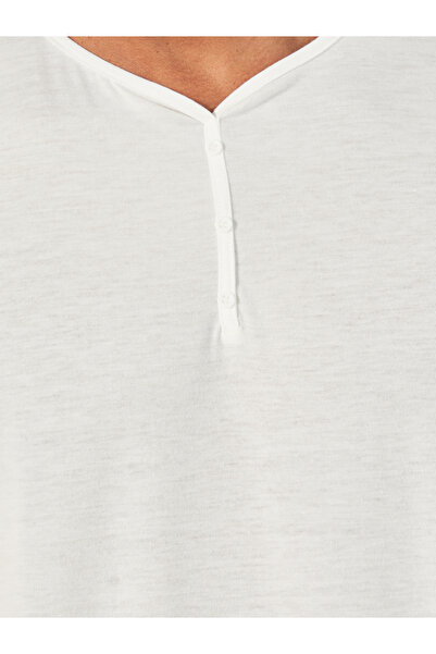 Styli Solid Henley Neck T-Shirt & Checkered Pyjama Set