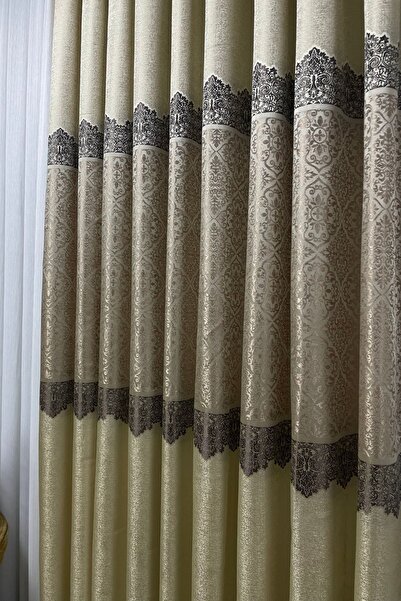 Cortibo Beige Sapphire 1 to 3 Tight Pleated Panel Background Curtain