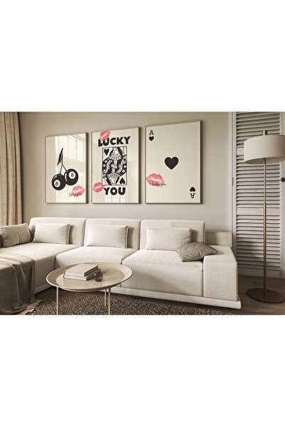 POSTER Lucky You Poster set, Çerçevesiz 3lü Pinterest Poster, Dekoratif Poster