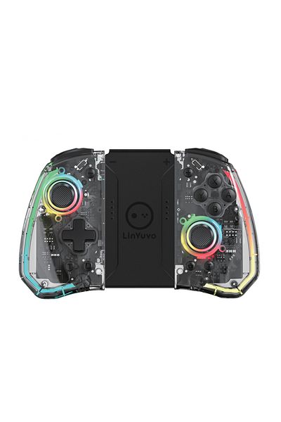 Choice لوحة تحكم لاسلكية شفافة من LinYuvo KS40 مزودة بـ 8 ألوان LED لـ Switch/NS OLED، Turbo Func