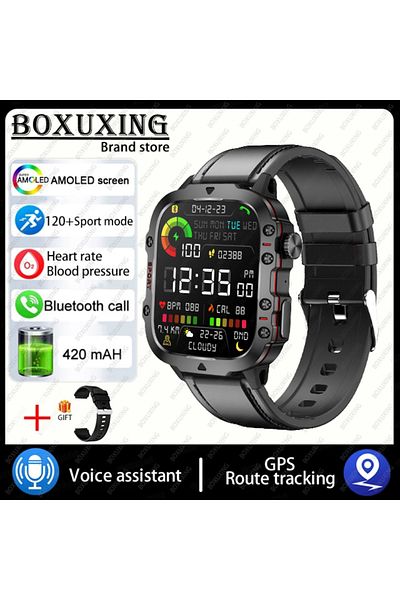 BOXUXING 3tam Waterproof Belt Black 2025 New For Xiaomi Military Smart Watch Men Ip68 5atm Outdoor Sports Fit