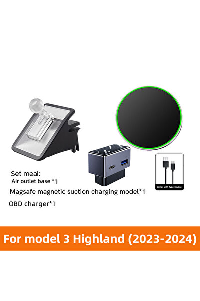 Choice طقم شحن وحامل هاتف للسيارة (قطعتان) لسيارات تسلا موديل Y، وجونيبر مودي...