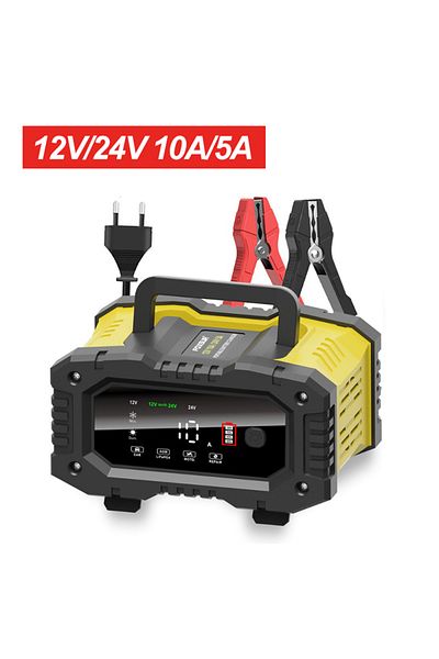 Choice 10A 5A yellow 20A/10A Car Motorcycle Battery Charger 12V/24V Smart Charger Lithium AGM GEL Lead-Acid