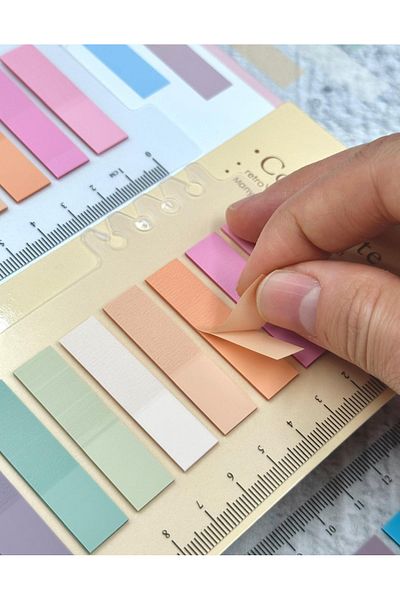 ZeCo Collection 10 Color Ruler Soft Pink Shades Flat Edge Transparent Pet Index Sticker/Index Sticker/Post-it