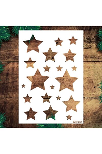 STENCİLTASARIM Stencil Tasarım Ge041 Yıldız Duvar Ahşap Cam Boyama Deseni