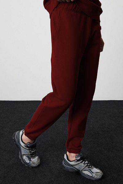 ruNadeS Claret Red Unisex Standard Fit Normal Cut 3 νημάτων Τσέπη Άνετο βαμβακερό Jogger Sweatpants