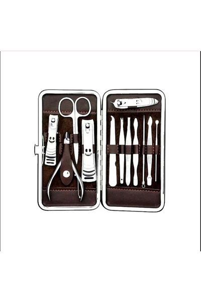 AKF 12 Piece Manicure Set with Leather Bag