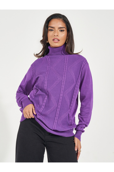 Styli سترة متماسكة ذات رقبة سلحفاة عادية